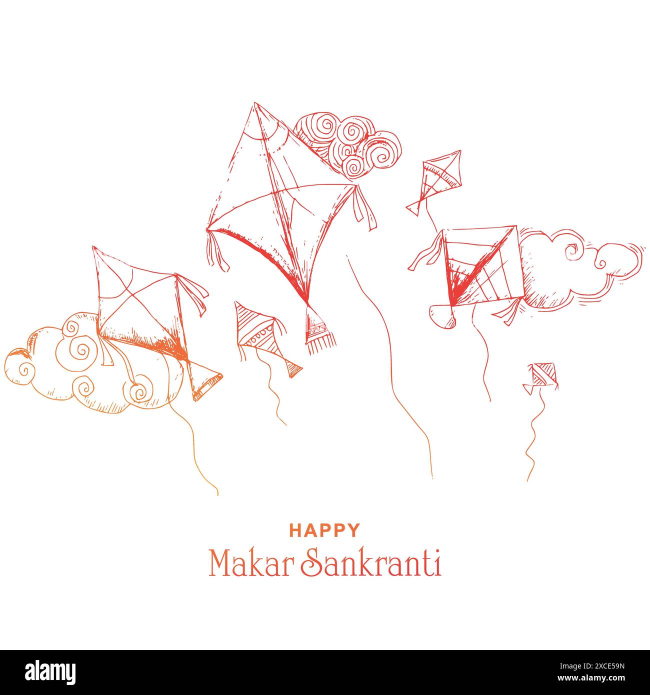 Dessin à la main esquisse Happy makar sankranti fond de carte de vacances Illustration de Vecteur