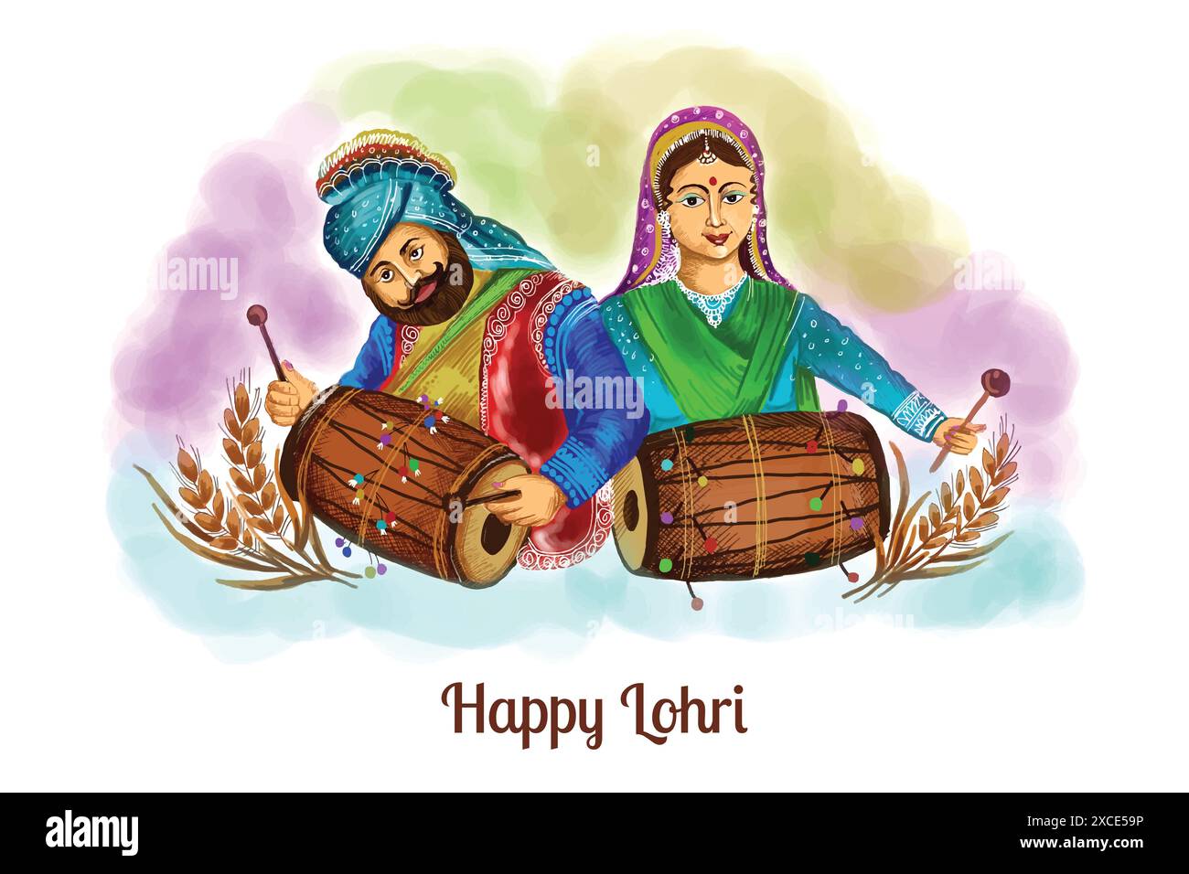 Illustration du festival Happy lohri de fond de carte punjabi Illustration de Vecteur