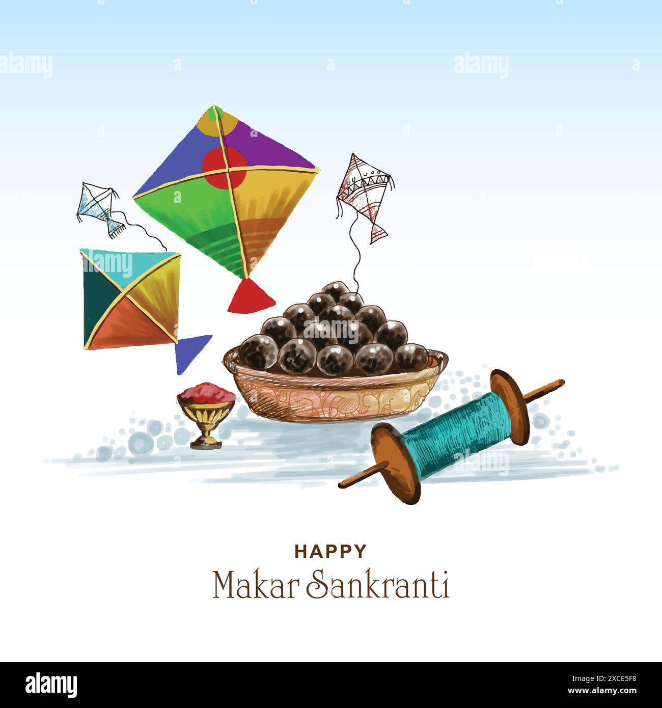 Makar sankranti carte de voeux fond de vacances Illustration de Vecteur