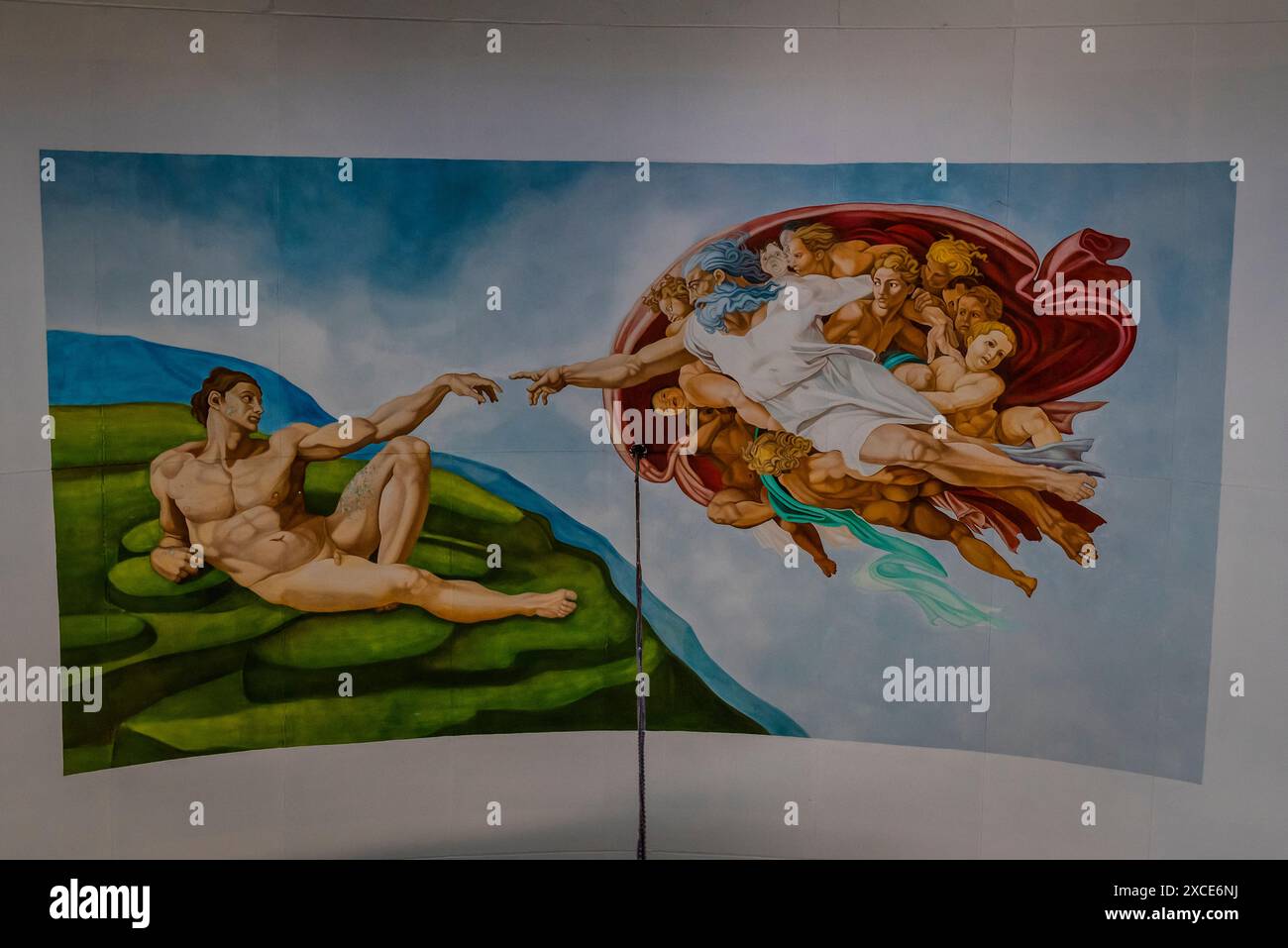 Fresque de plafond avec une copie de la fresque de plafond de la chapelle Sixtine de Michel-Ange la création d'Adam, la cathédrale notre-Dame de l'Assomption, un néoclassique Banque D'Images