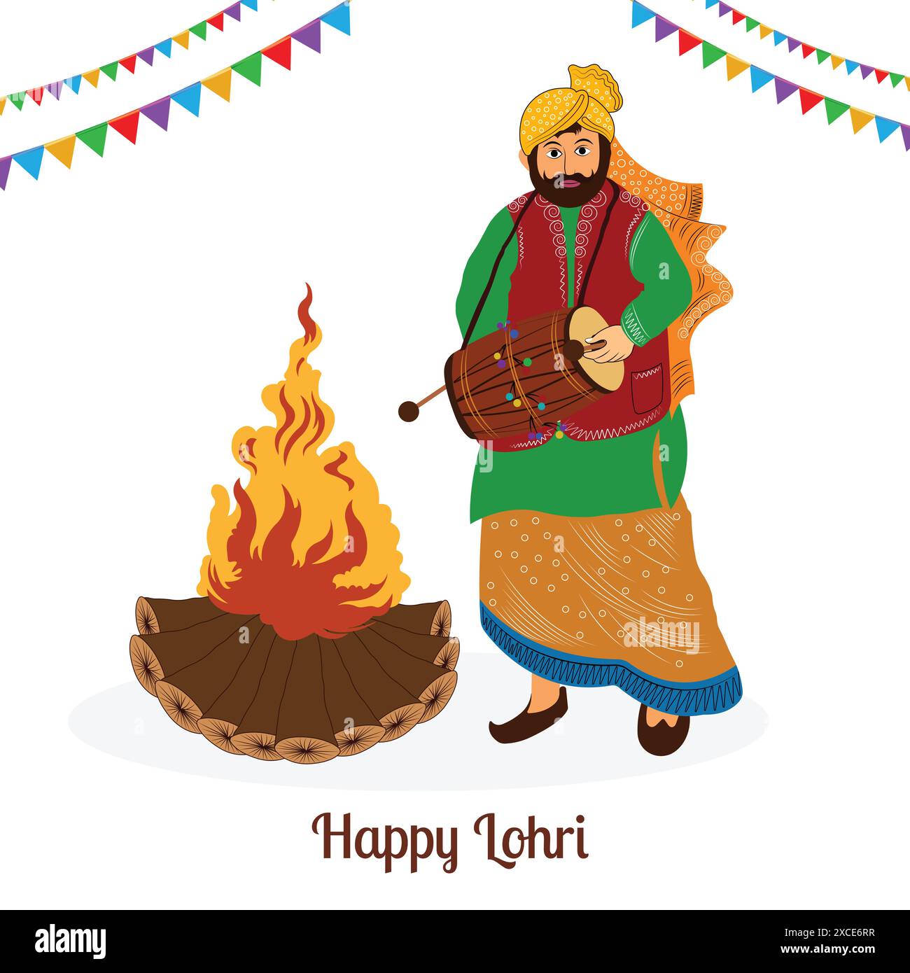 Heureux festival lohri du punjab inde fond Illustration de Vecteur