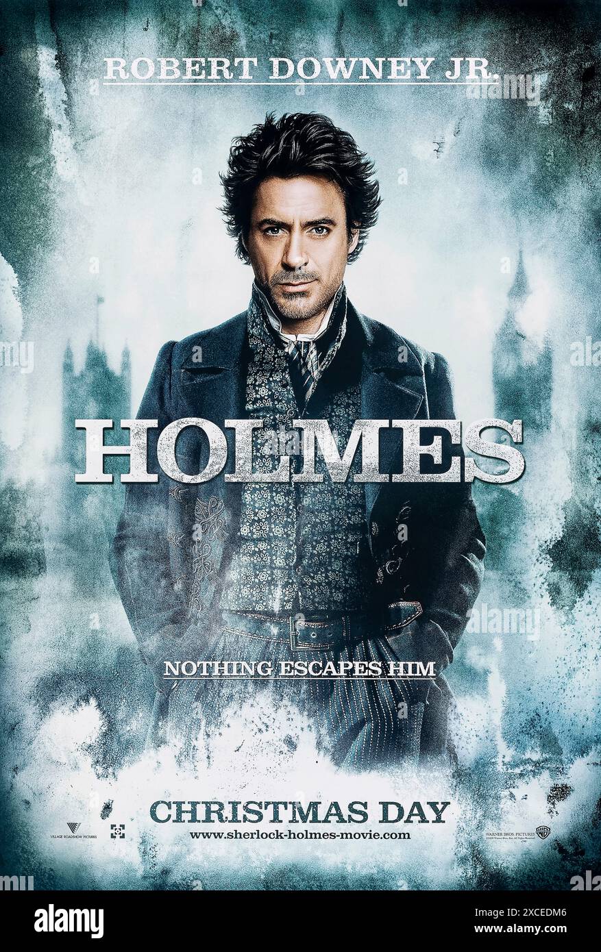 Sherlock Holmes (2009) réalisé par Guy Ritchie et mettant en vedette Robert Downey Jr. dans le rôle du détective Sherlock Holmes qui, avec son partenaire Watson, s'engagent dans une bataille d'intelligence et se bagarrent avec un ennemi dont l'intrigue est une menace pour toute l'Angleterre. Photographie d'une affiche originale des personnages américains de 2009 ***USAGE ÉDITORIAL SEULEMENT***. Crédit : BFA / Warner Bros Banque D'Images