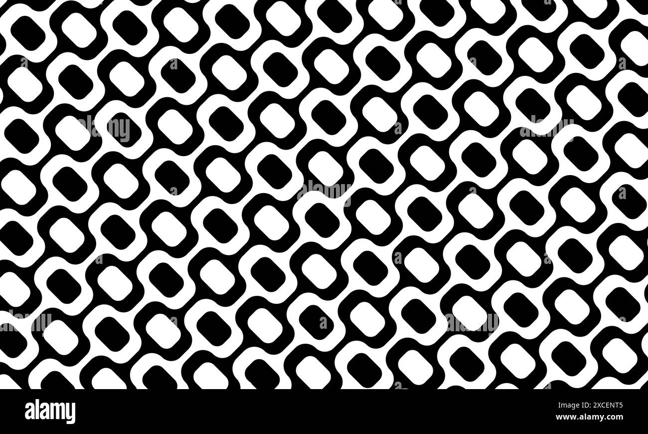 Motif de trottoir Ipanema en diagonale. Célèbre promenade de la plage à Rio de Janeiro. Texture noire et blanche répétée avec illusion d'optique dans le style de chaussée portugais. Illustration vectorielle. Illustration de Vecteur