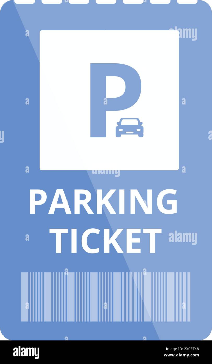 Ticket de stationnement bleu affiché sur un pare-brise de voiture pour une infraction de stationnement Illustration de Vecteur