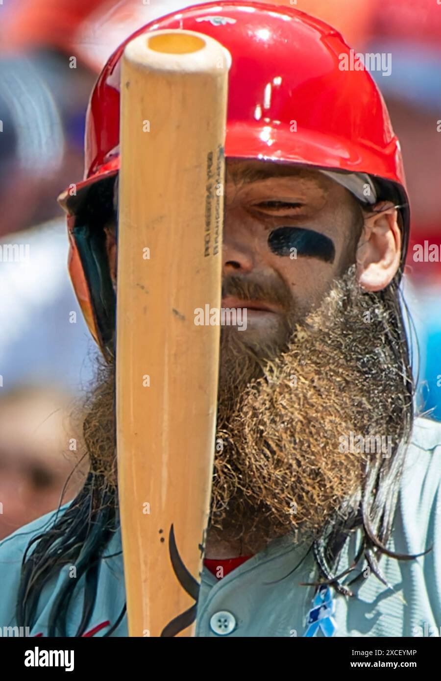 Baltimore, États-Unis. 16 juin 2024. BALTIMORE, Maryland - 16 JUIN : Brandon Marsh (16 ans), le joueur des Philadelphia Phillies, à l'assiette lors d'un match MLB entre les Orioles de Baltimore et les Phillies de Philadelphie, le 16 juin 2024, à Orioles Park à Camden Yards, à Baltimore, dans le Maryland. (Photo de Tony Quinn/SipaUSA) crédit : Sipa USA/Alamy Live News Banque D'Images