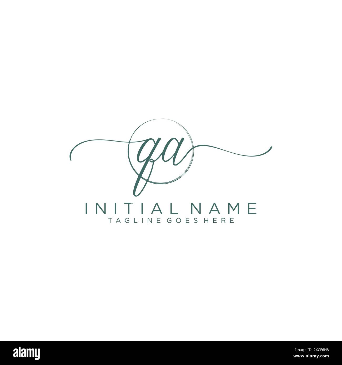 Écriture manuscrite initiale QA avec modèle de cercle Illustration de Vecteur