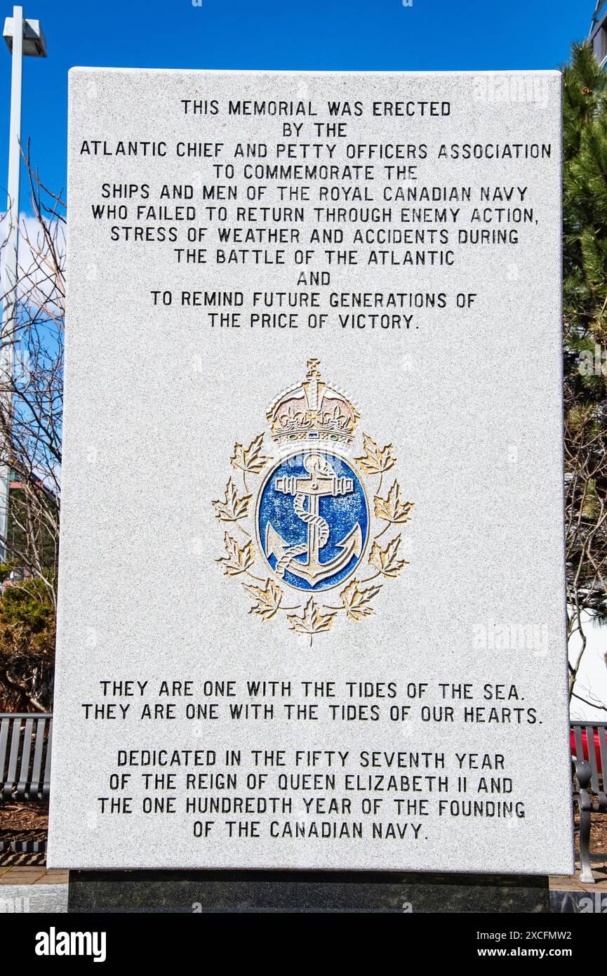 Monument commémoratif de l'Association des chefs et des maîtres de l'Atlantique sur la promenade riveraine à Halifax, Nouvelle-Écosse, Canada Banque D'Images