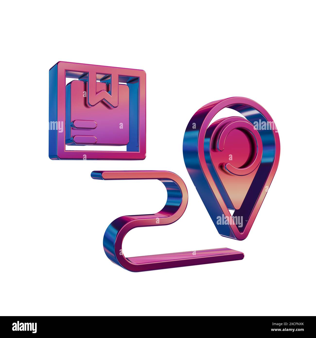 Icône 3D Neon Retro - symbole de suivi du lieu de livraison achats en ligne Banque D'Images