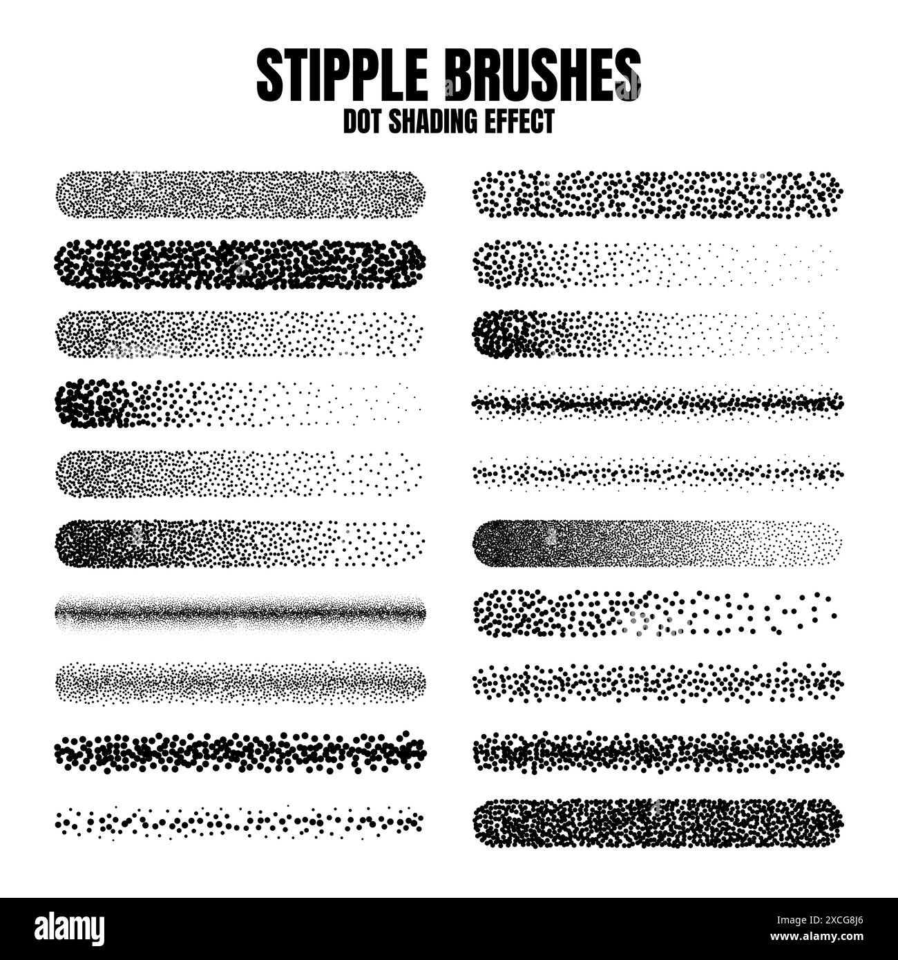 Pinceau dispersé à stipple, dessin à l'encre et texturation. Dégradé de fondu. Pointillés, dessin dotwork, ombrage à l'aide de points. Effet de désintégration des demi-tons Illustration de Vecteur