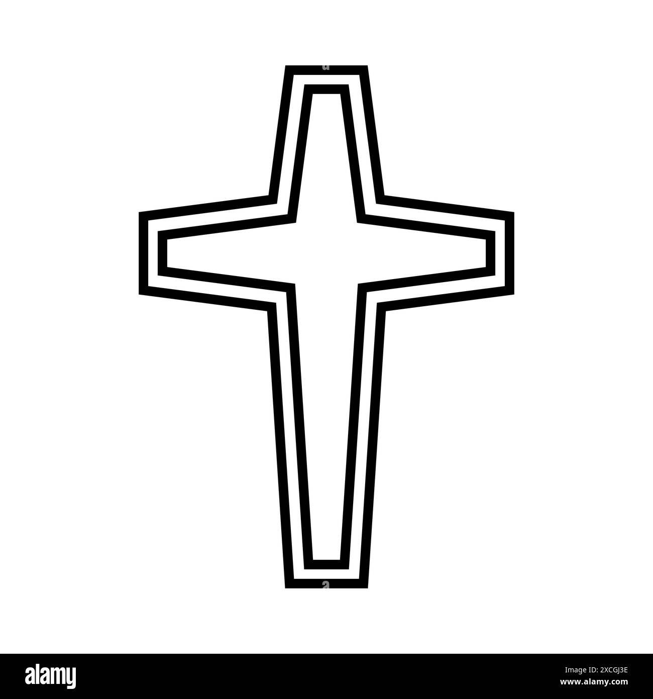Icône de croix, symbole chrétien, forme de contour Illustration de Vecteur