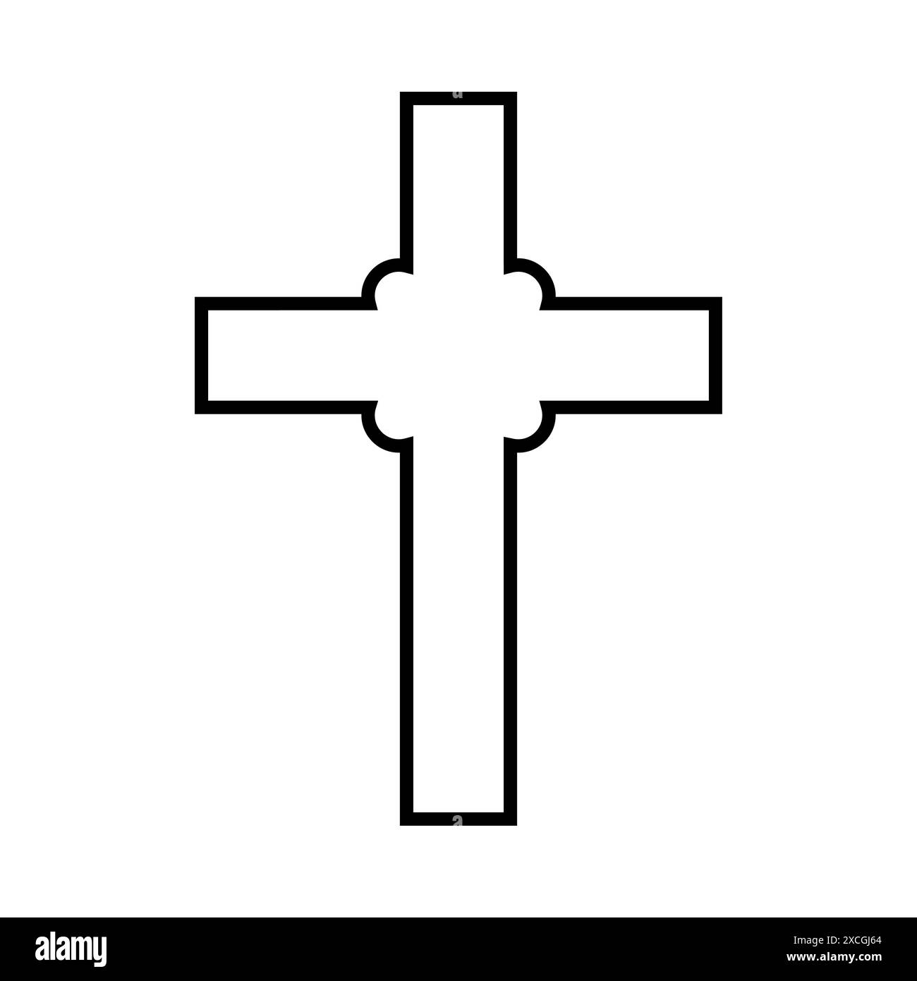 Icône de croix, symbole chrétien, forme de contour Illustration de Vecteur