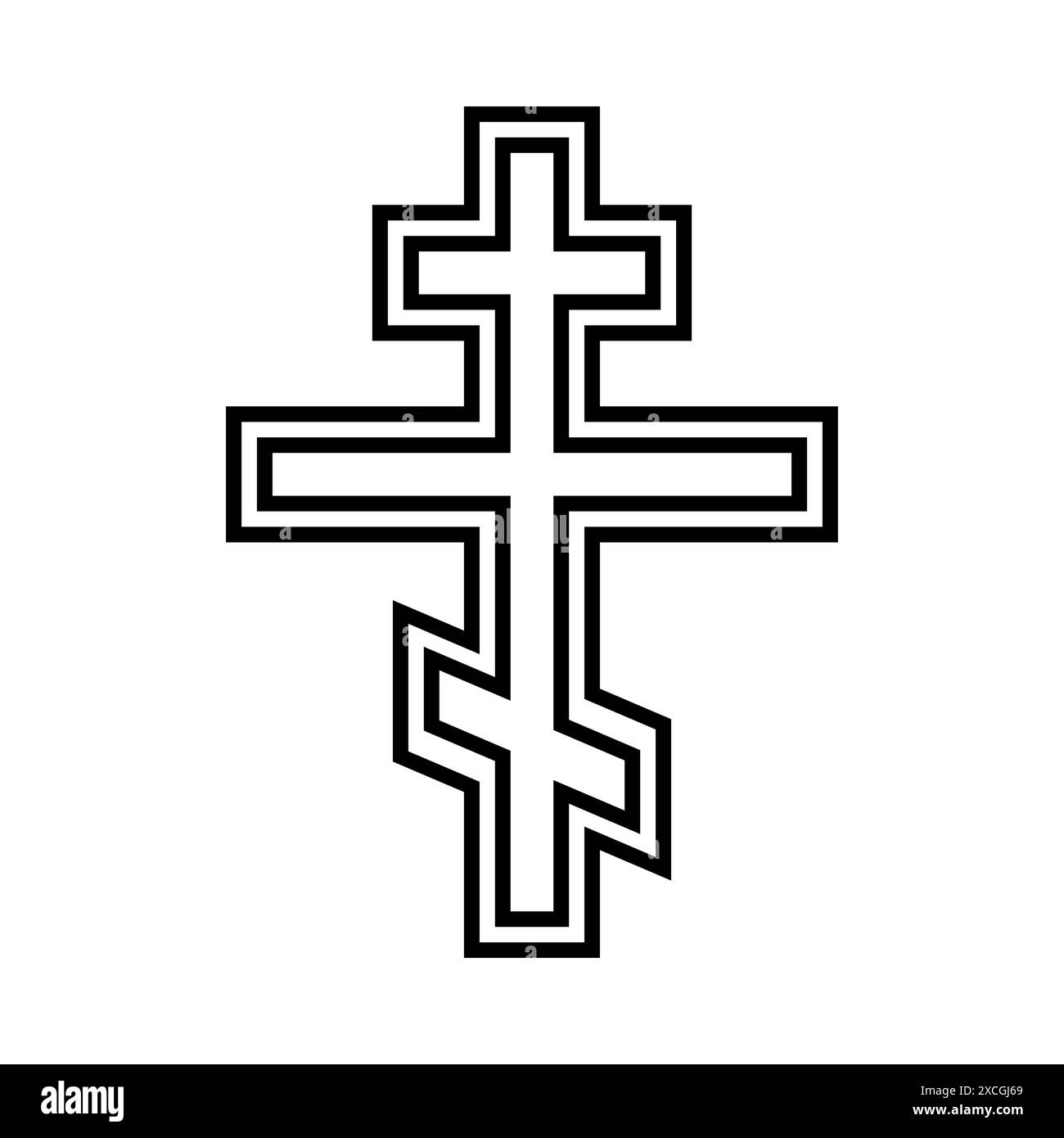 Icône de croix orthodoxe, symbole de croix chrétienne, forme de contour Illustration de Vecteur