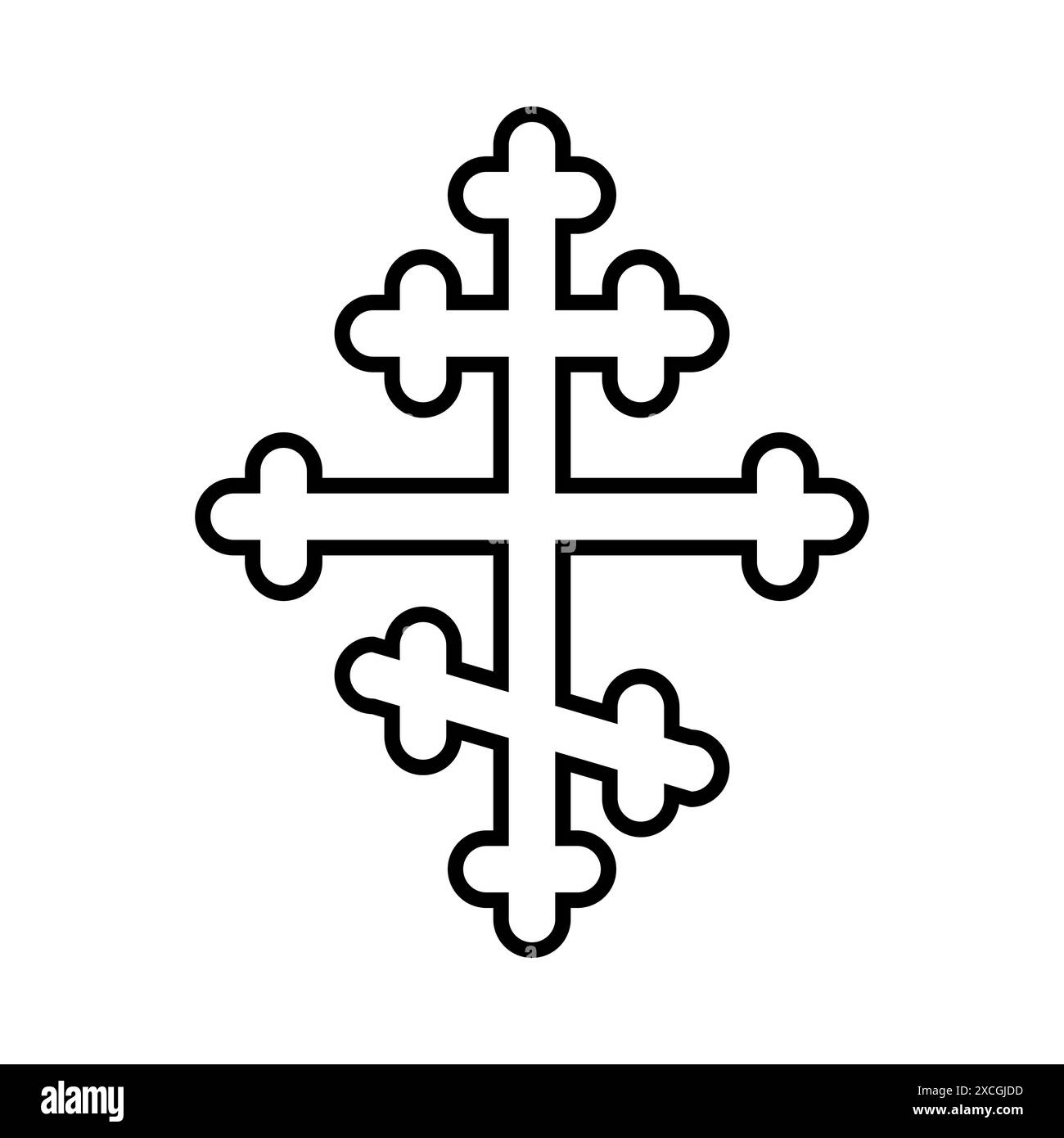 Icône de croix orthodoxe, symbole de croix chrétienne, forme de contour Illustration de Vecteur
