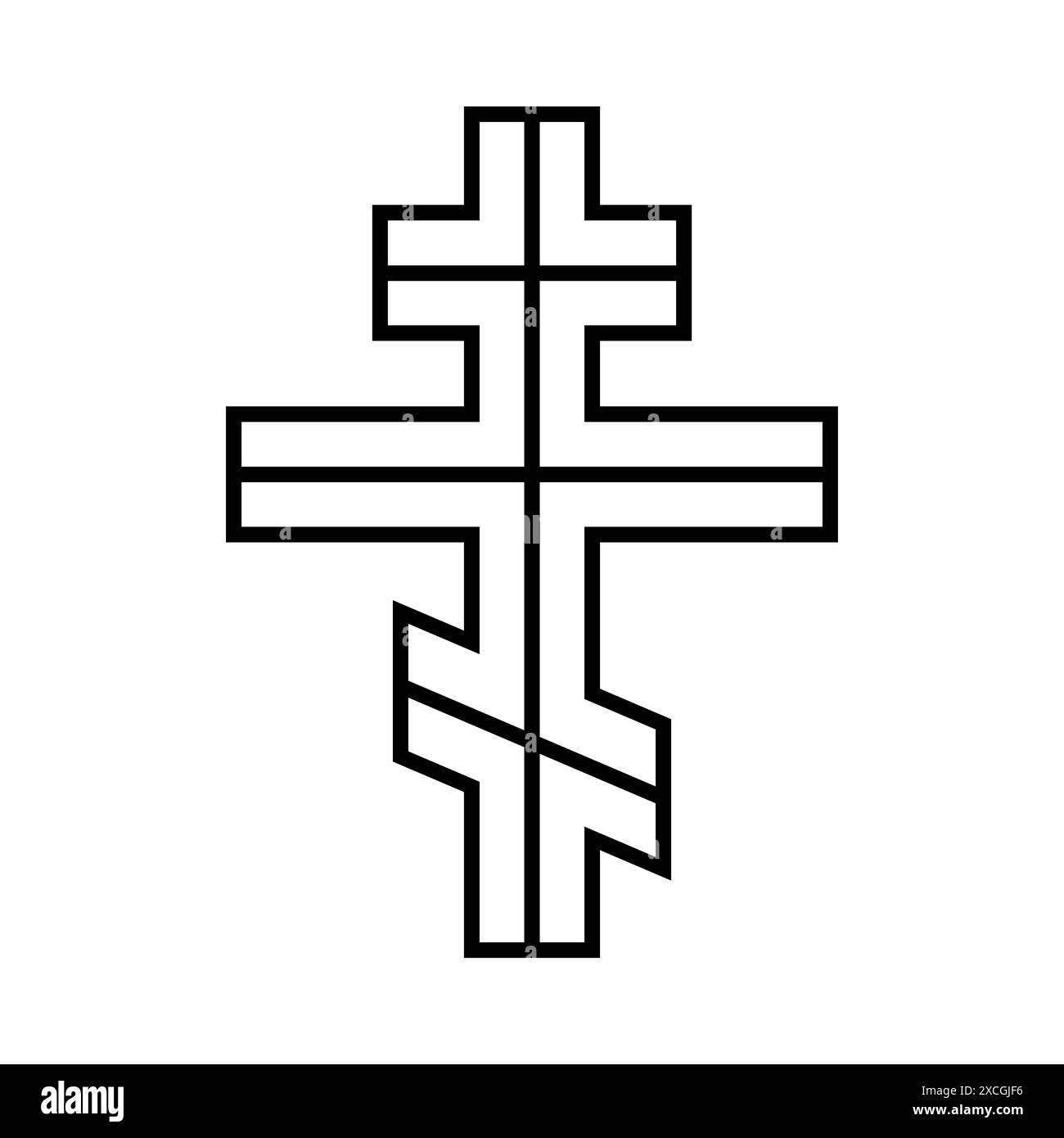Icône de croix orthodoxe, symbole de croix chrétienne, forme de contour Illustration de Vecteur