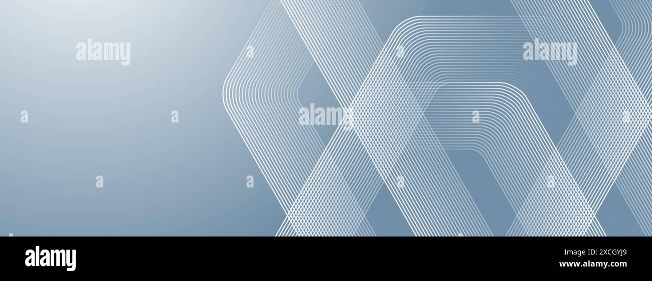 Lignes hexagonales abstraites sur fond gris. Design d'art de ligne de bande géométrique pour affiche, brochure, couverture, site Web, bannière Illustration de Vecteur