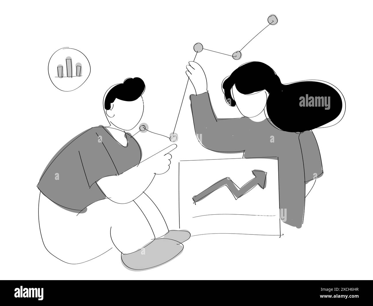 gérer les statistiques de graphique cible de contrôle analyse du graphique économique cible collègue collègue Illustration de Vecteur