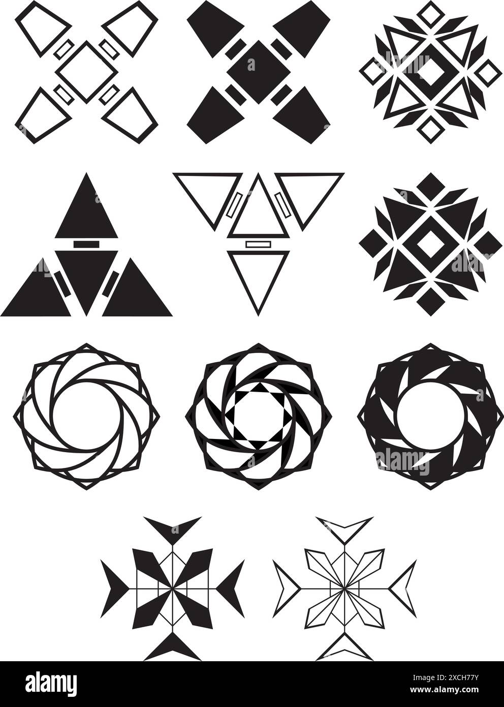 Motif silhouette de formes géométriques Illustration de Vecteur