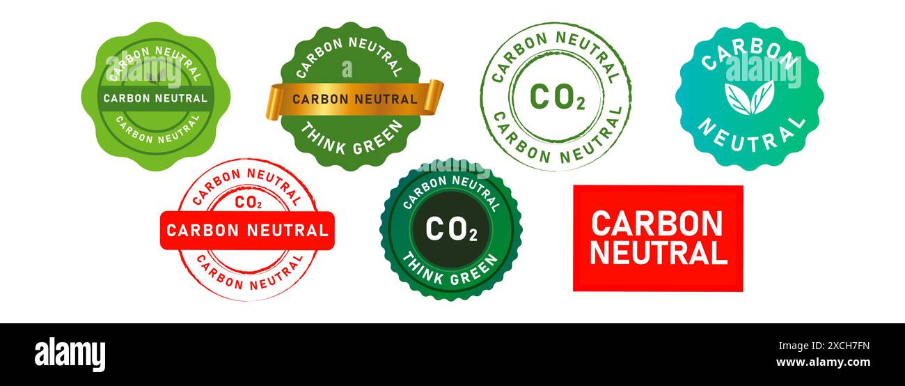 badge de sceau de cercle signe autocollant d'étiquette neutre en carbone pour l'environnement de durabilité écologique Illustration de Vecteur