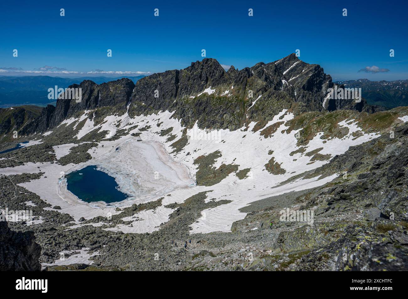 Vue sur les Tatras depuis le col de Bystra Lavka. Parc national des Tatra, Slovaquie. Banque D'Images