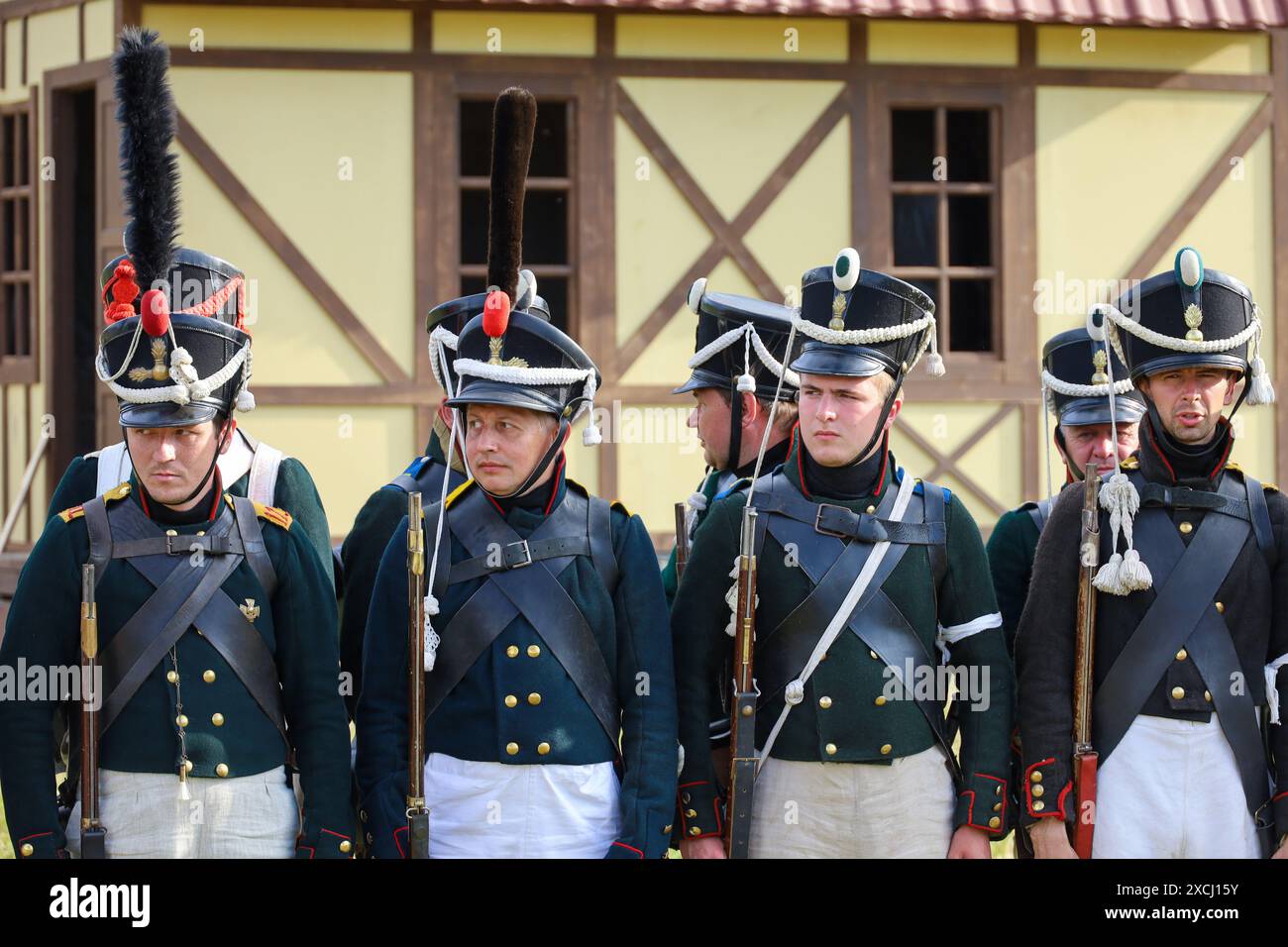Soldats de l'armée russe du 19ème siècle pendant la fête des temps de reconstruction historique et des époques à Moscou Banque D'Images