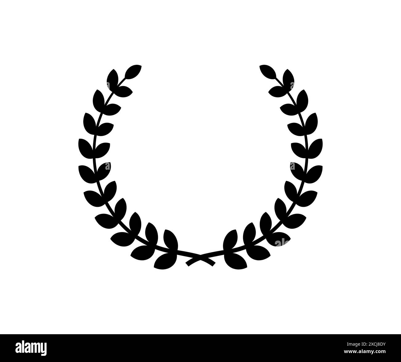 Couronne Laurel. Icône de prix de feuilles noires isolé sur fond blanc. Emblème de feuille. Couronne du cercle gagnant. Couronne ronde de victoire. Bordure de symbole. Branche Illustration de Vecteur