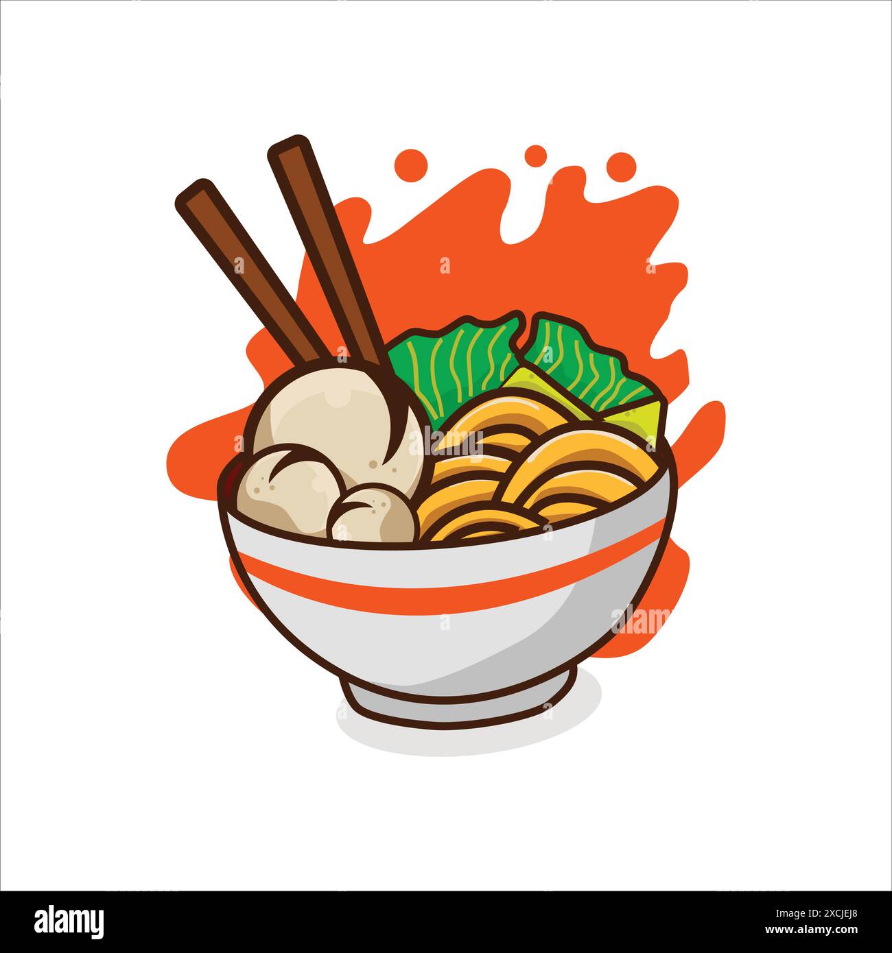 Illustration de nouilles en boulettes de viande de fond isolé Illustration de Vecteur