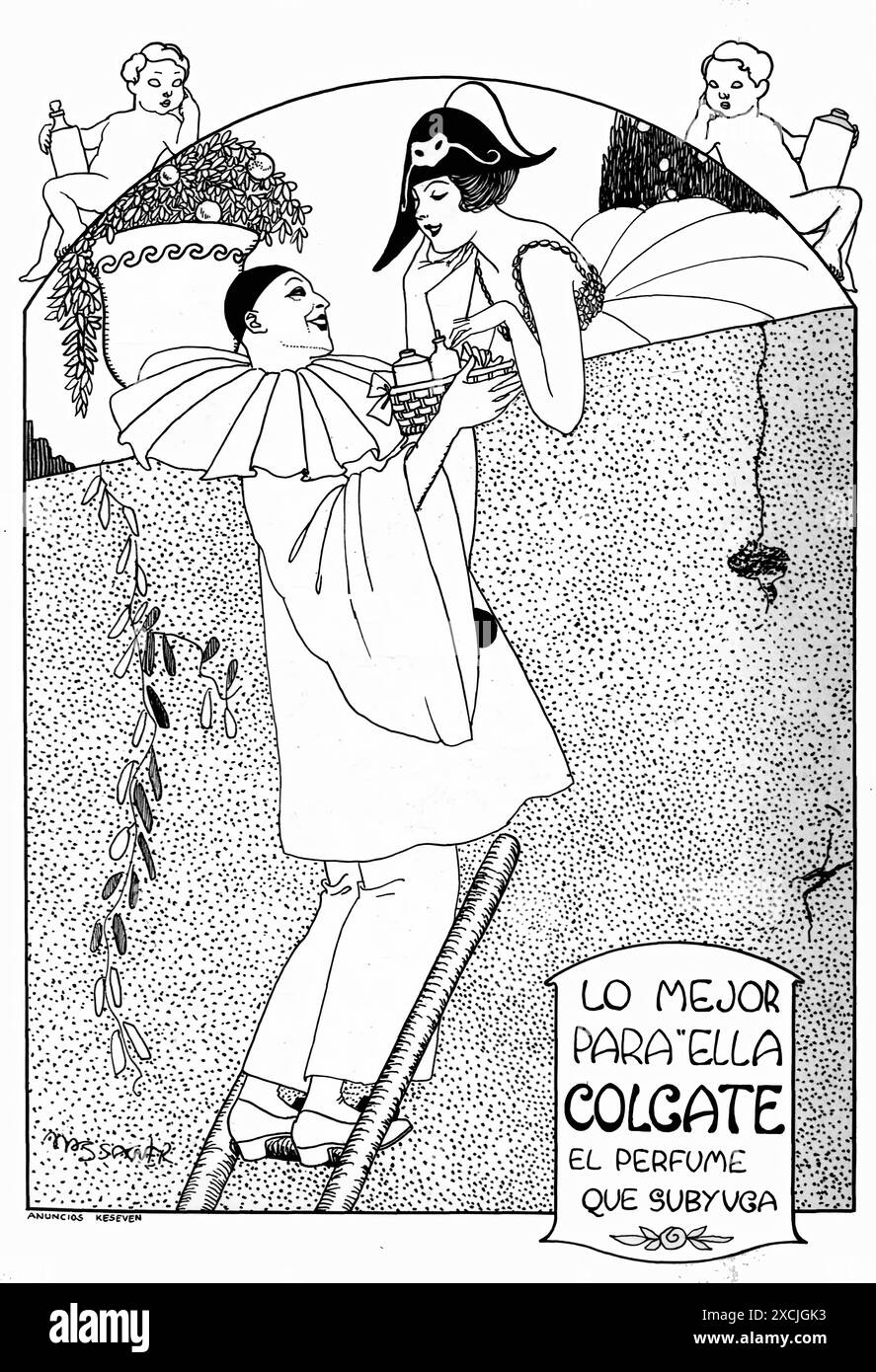Publicité pour Colgate Perfume, social magazine (la Havane), février 1920. - Affiche d'impression publicitaire vintage Banque D'Images