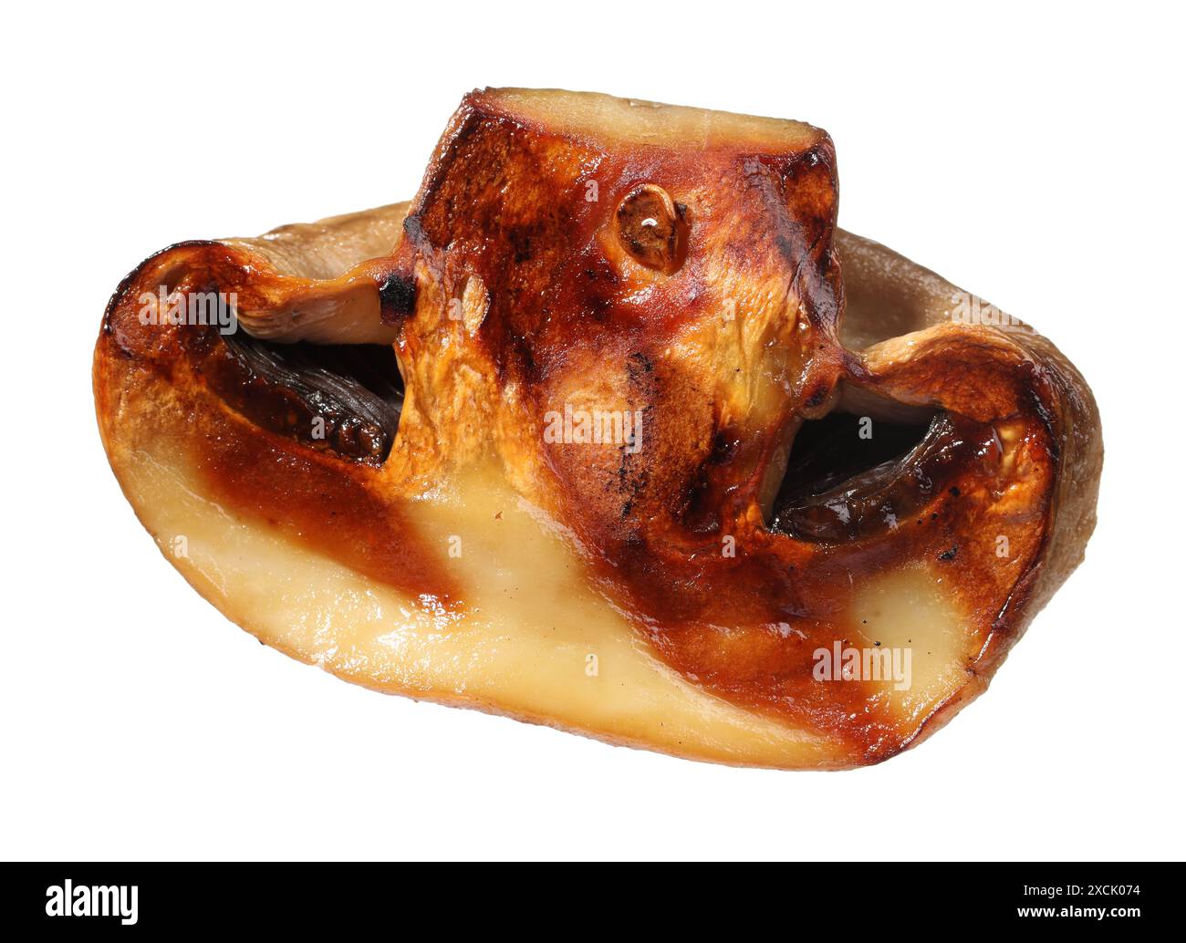 Tranche de champignon grillé isolée sur blanc Banque D'Images