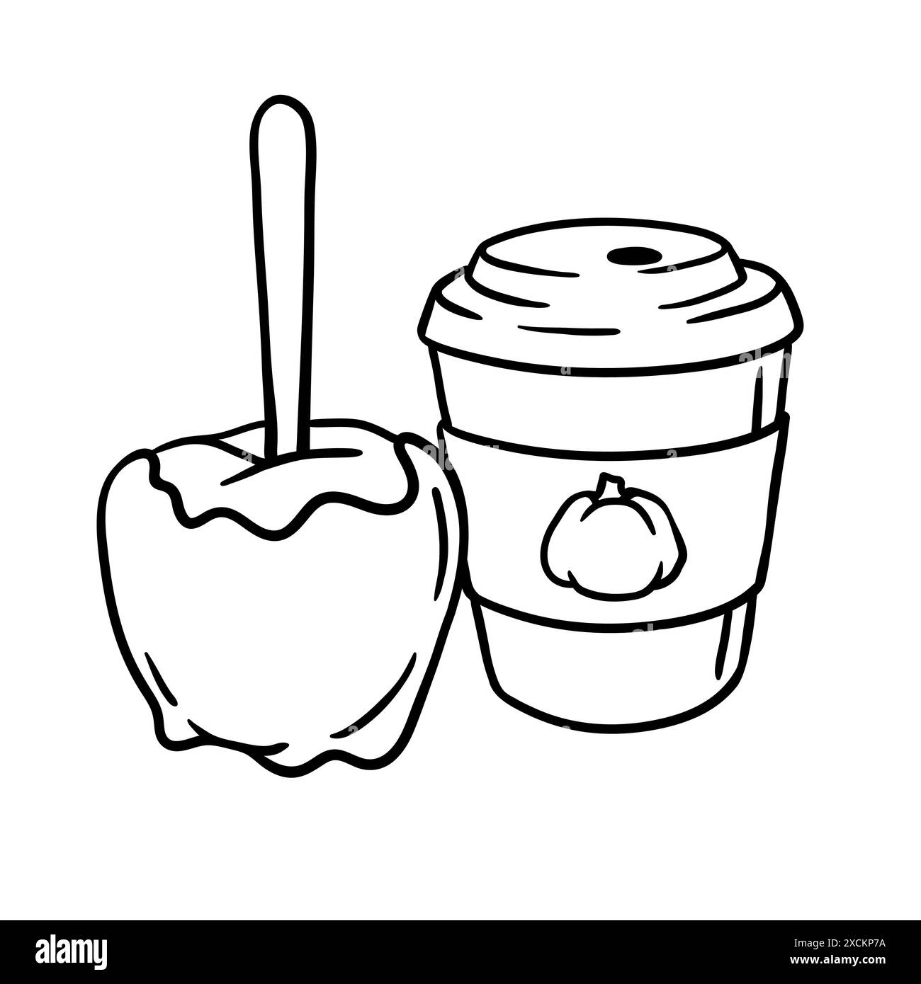 Illustration de nourriture d'automne. Joyeux Thanksgiving et symboles traditionnels d'Halloween. Illustration de Vecteur