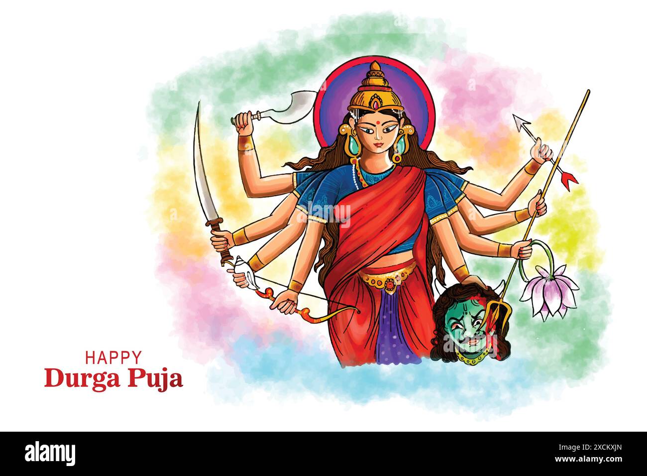 Beau visage de la déesse durga puja pour shubh navratri fond de festival Illustration de Vecteur