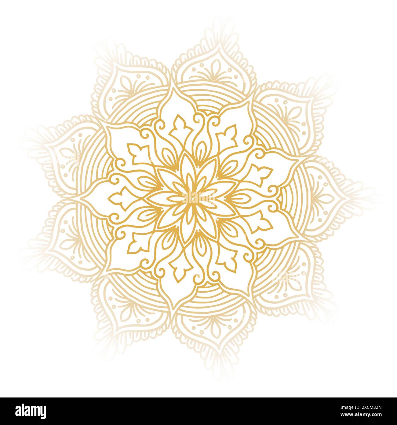 Mandala doré décoratif sur fond blanc Illustration de Vecteur