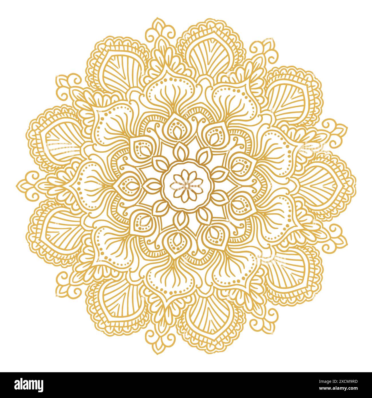 Mandala doré décoratif sur fond blanc Illustration de Vecteur