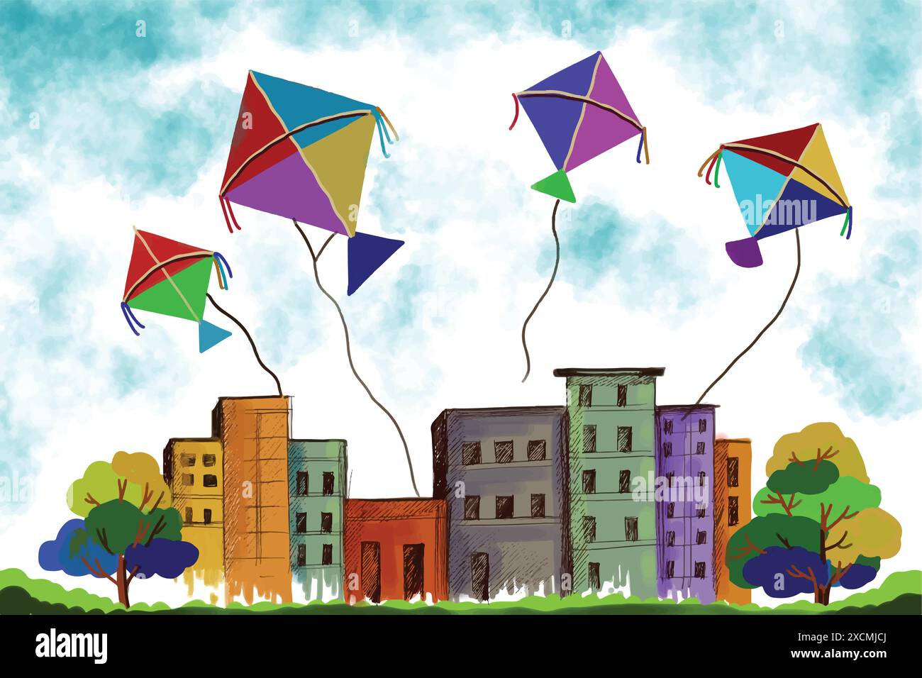 Heureux makar sankranti vacances inde fond de festival Illustration de Vecteur