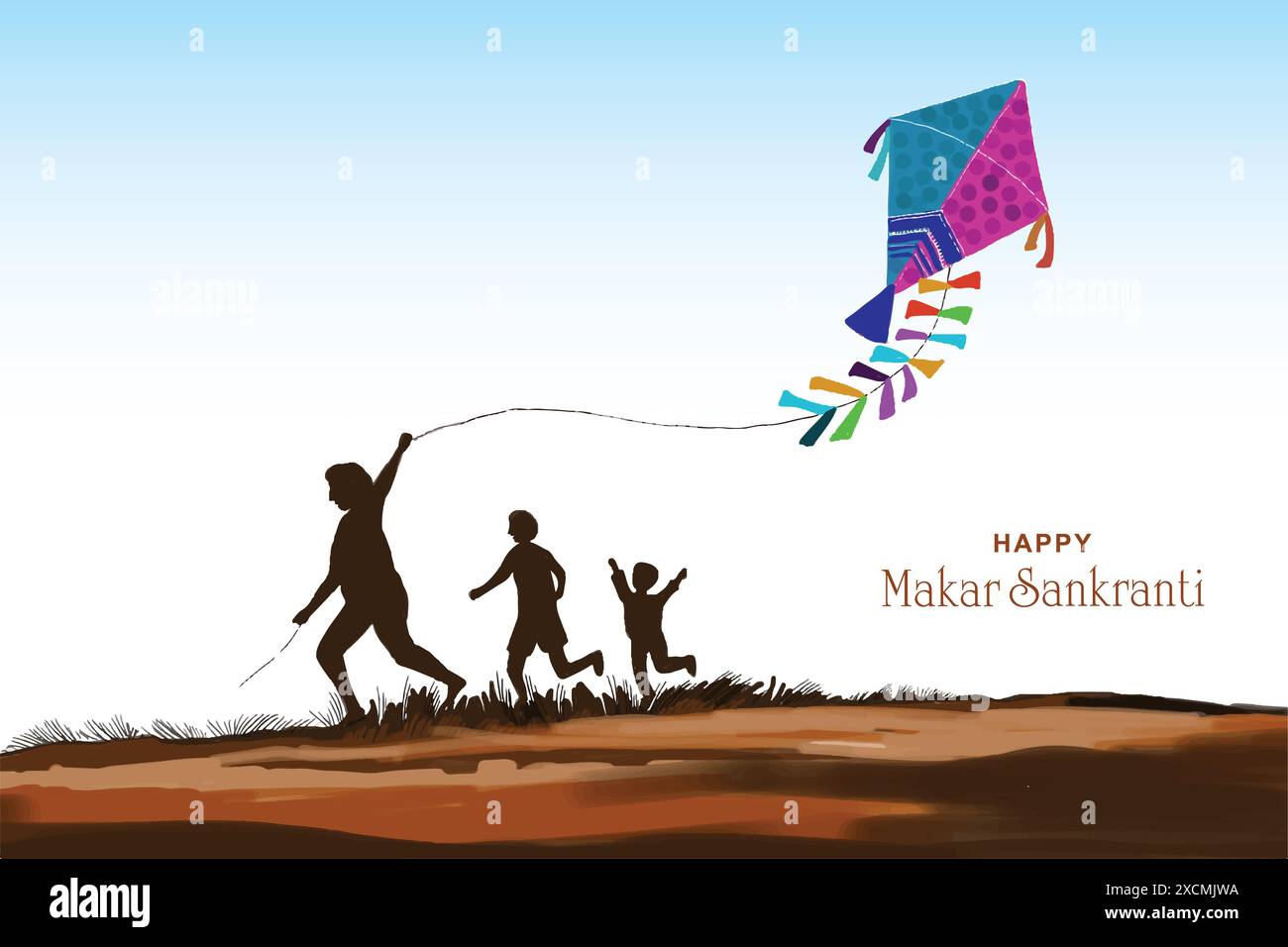 Heureux makar sankranti cerfs-volants colorés pour le festival de fond de l'inde Illustration de Vecteur