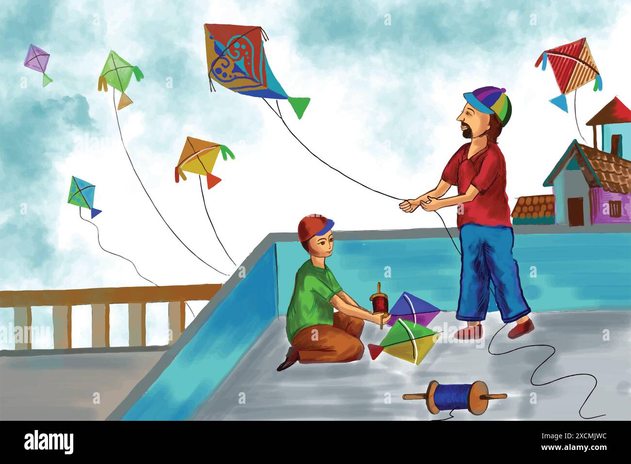 Heureux makar sankranti vacances inde fond de festival Illustration de Vecteur