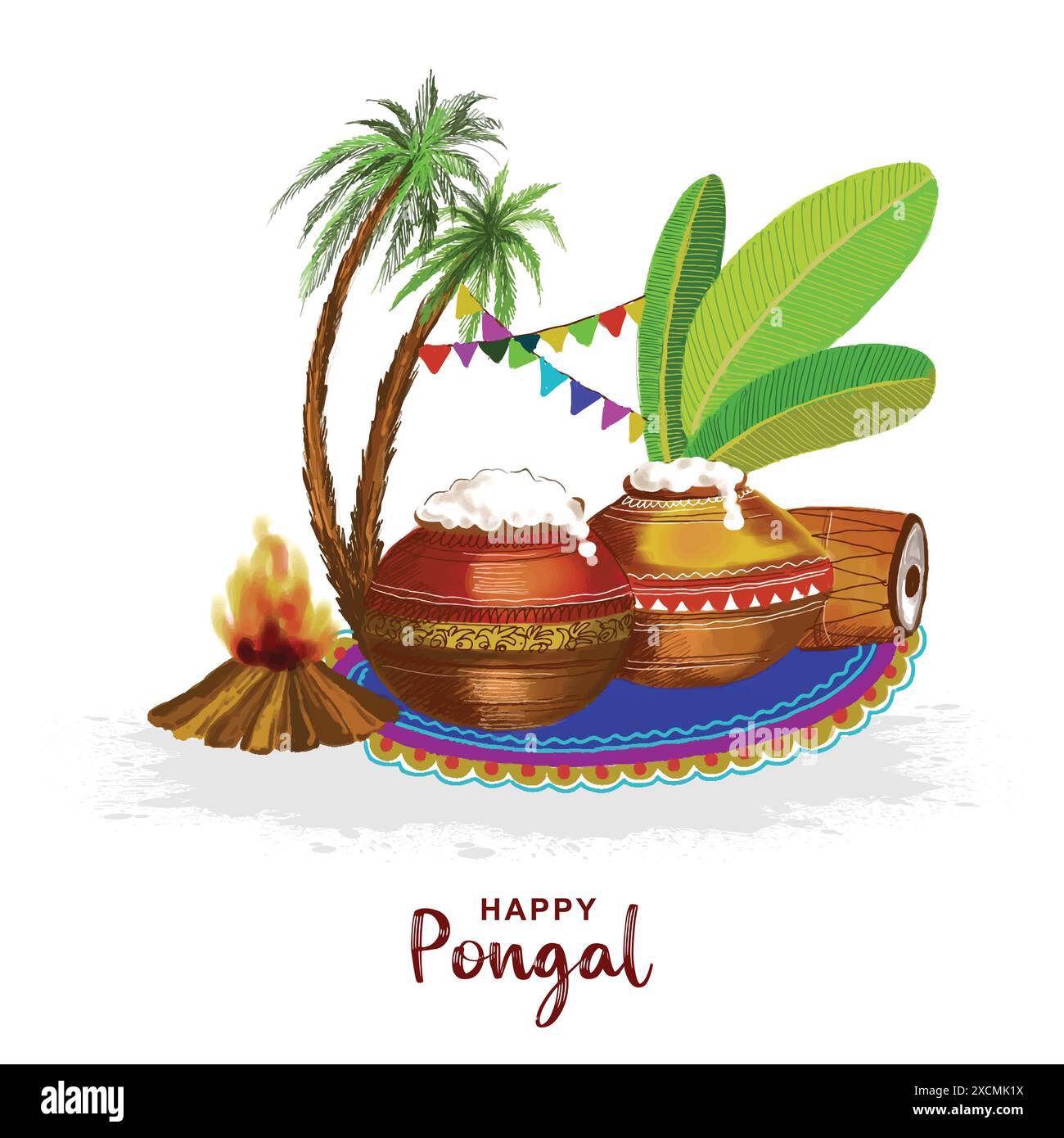 Fond de carte de festival pongal heureux Illustration de Vecteur