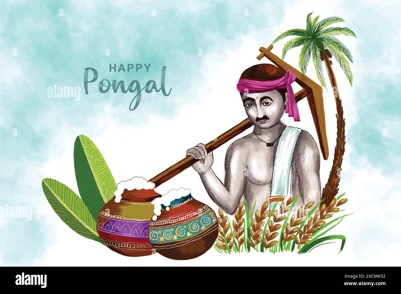 Fond de célébration de festival pongal heureux Illustration de Vecteur