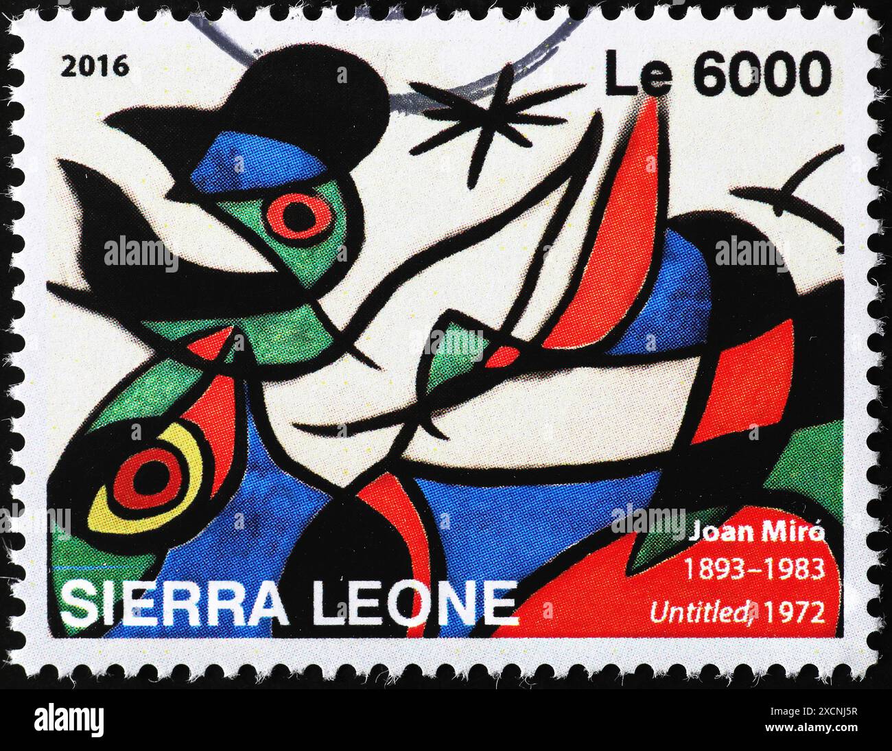 Tableau abstrait de Joan Mirò sur timbre-poste de Sierra Leone Banque D'Images