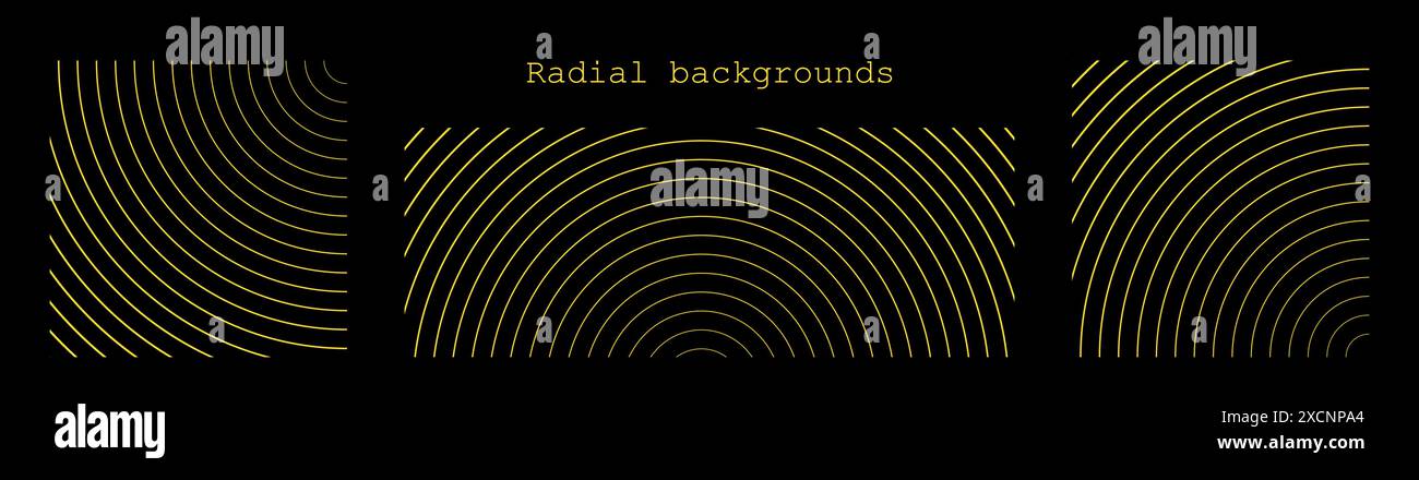 Irradiation par ondes sonores ou vibrations circulaires à la surface de l'eau. Arrière-plans définis ou à rayures circulaires. Répétition radiale abstraite. Carré et Illustration de Vecteur