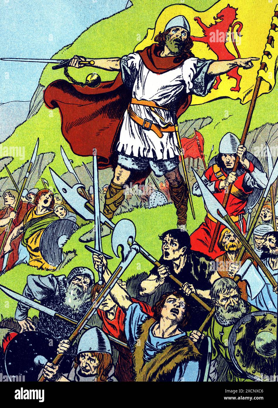 Illustration montrant sir William Wallace (1270-1305) un chevalier écossais et l'un des principaux dirigeants au cours de la guerre d'indépendance écossaise. En date du 18e siècle Banque D'Images