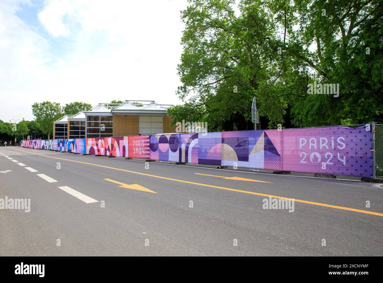 France, région Ile de France, Paris 8ème arrondissement, avenue Winston Churchill, organisation du réseau routier pour les Jeux Olympiques de 2024, Banque D'Images