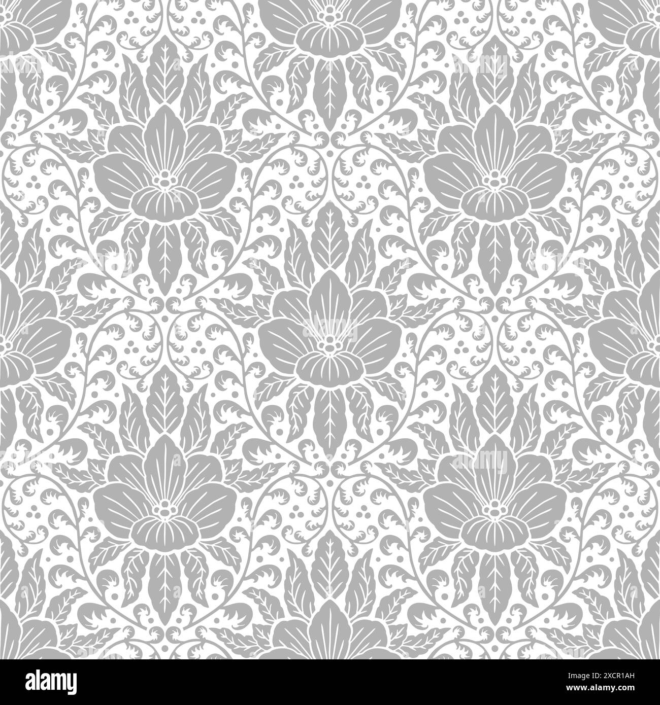 Motif Damas gris sans couture avec motifs tropicaux Illustration de Vecteur
