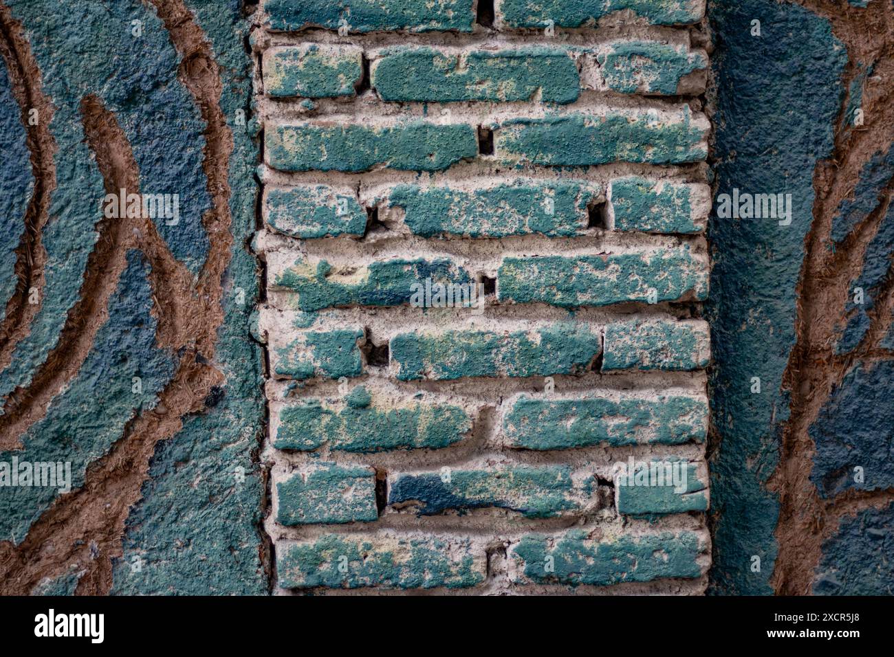 Mur de briques peintes. Banque D'Images