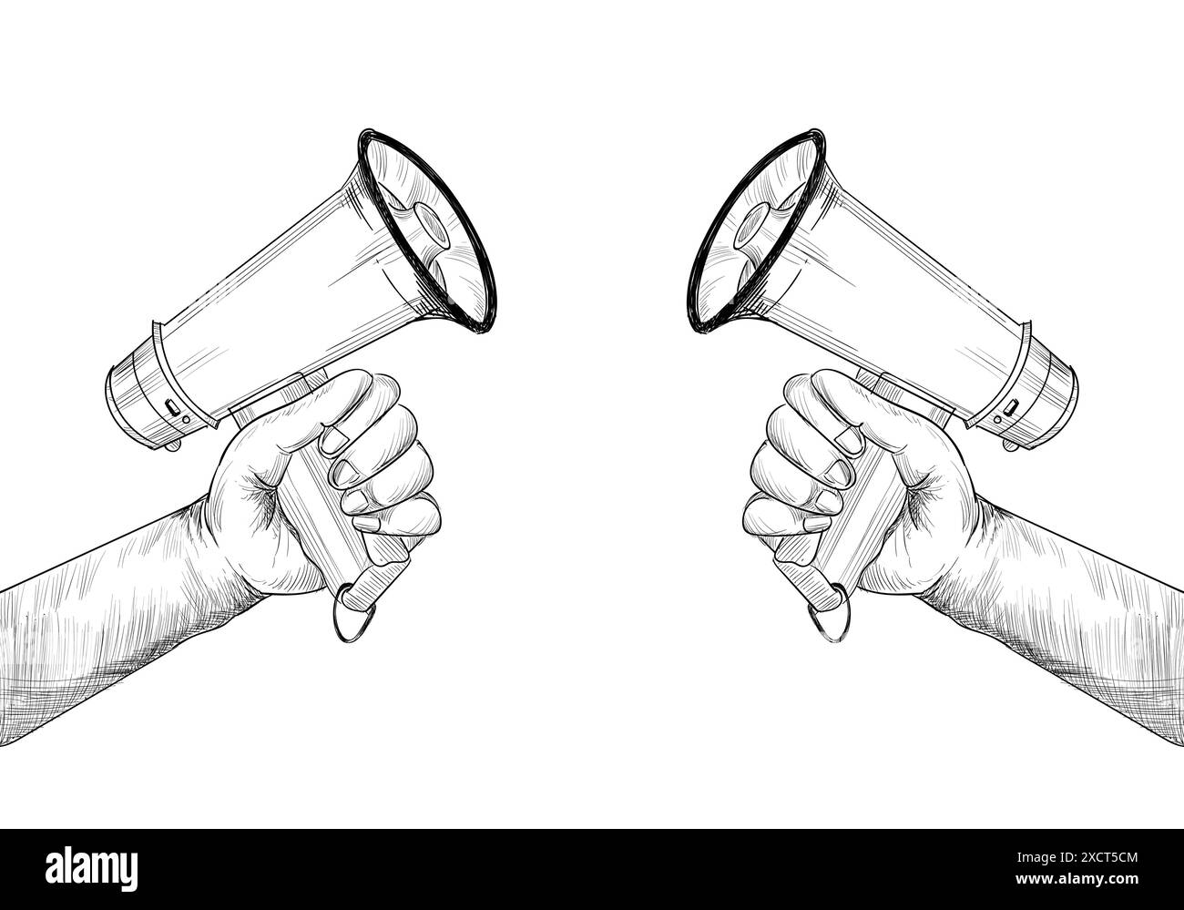 Annonce concept tient la main conception de croquis de mégaphone Illustration de Vecteur