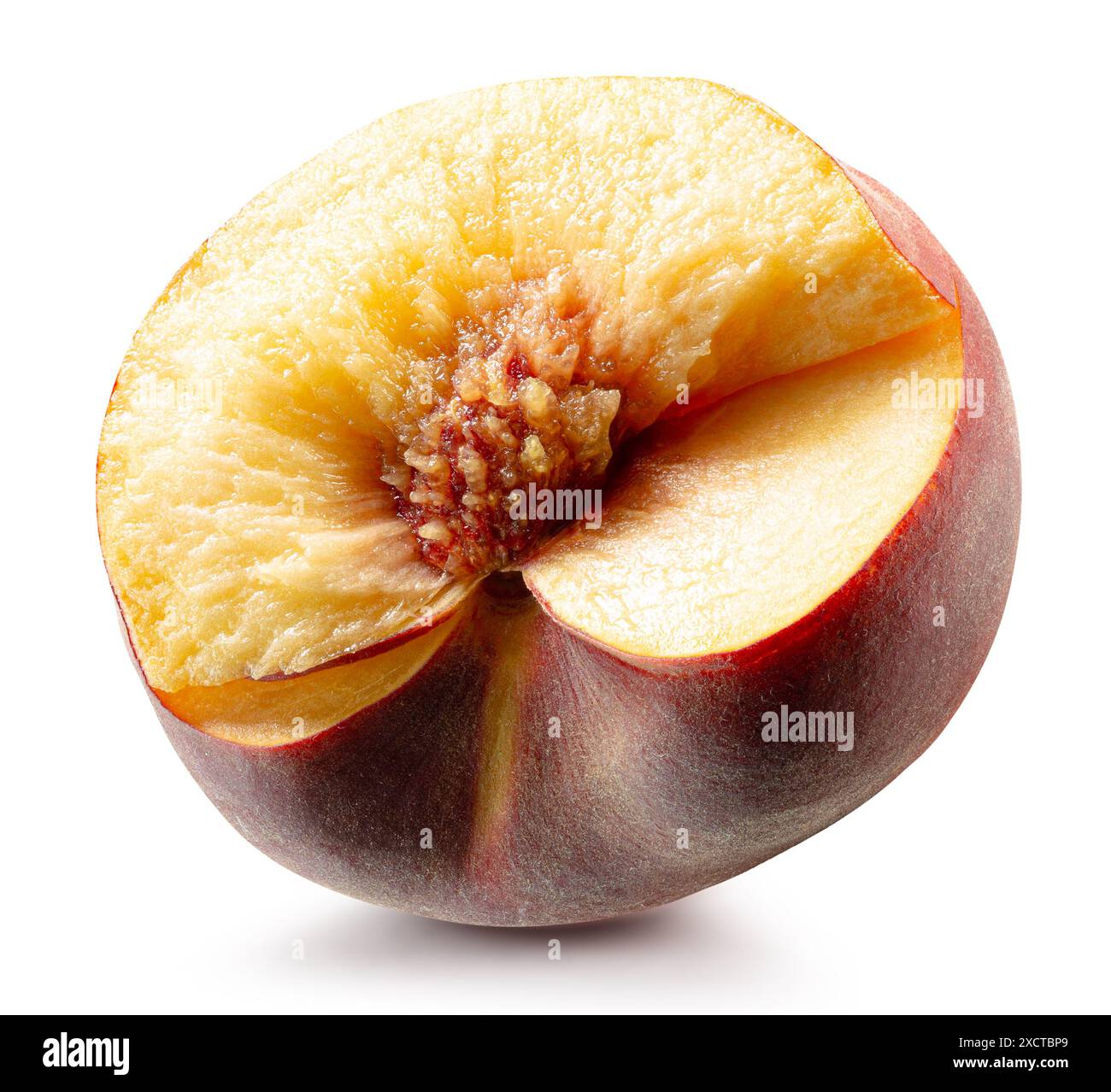 moitié de pêche isolée sur le fond blanc. Masque. Banque D'Images