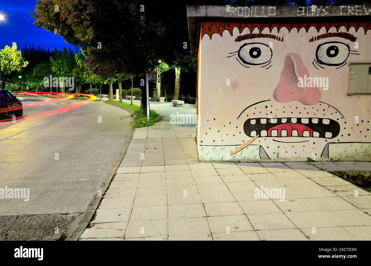 Peintures sur la promenade de Malecon, Monforte de Lemos, Lugo, Espagne Banque D'Images