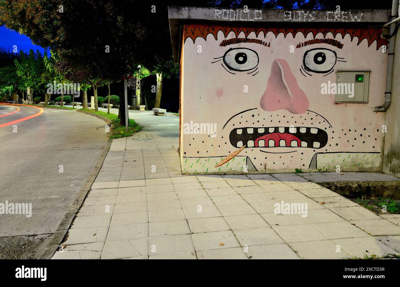 Peintures sur la promenade de Malecon, Monforte de Lemos, Lugo, Espagne Banque D'Images