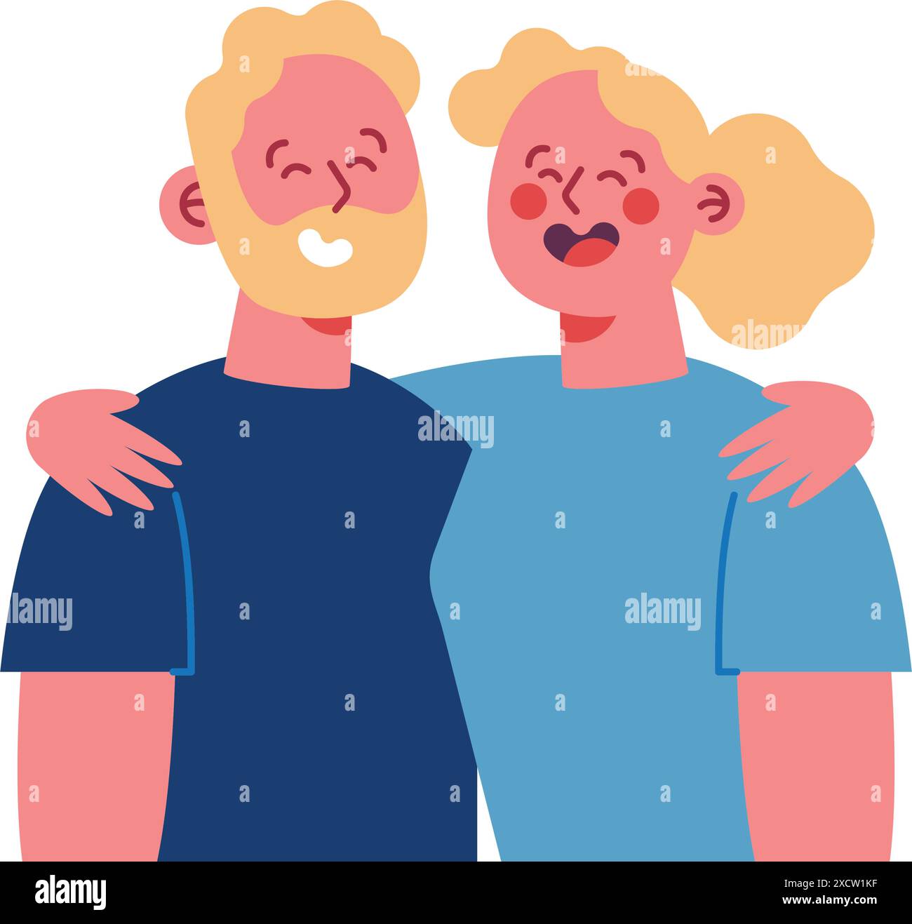 frère et soeur serrés heureux Illustration de Vecteur