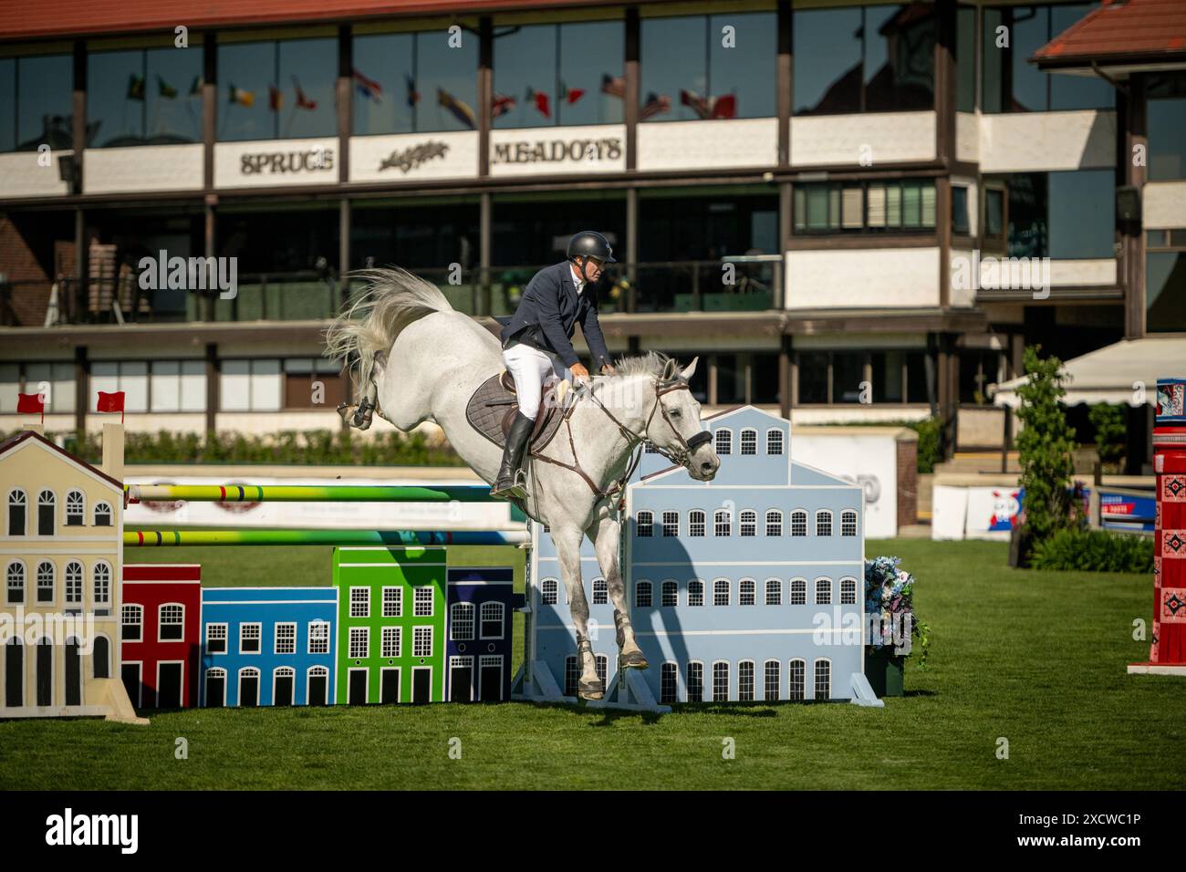 Sport équestre de haut niveau à Spruce Meadows à Calgary Banque D'Images