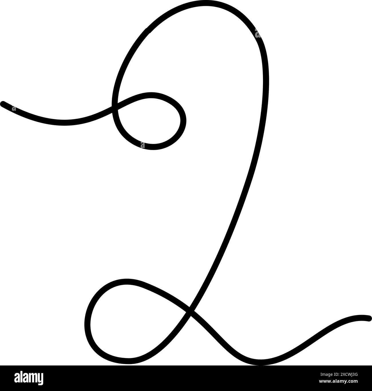 Ligne continue numéro 2. Numéro deux concept de conception d'art de ligne dessiné à la main. Fond transparent. Isoler. EPS. Vecteur. Cartes, affiche, bannière, brochure, étiquette de prix, étiquette ou web, idée d'inscription promo Illustration de Vecteur